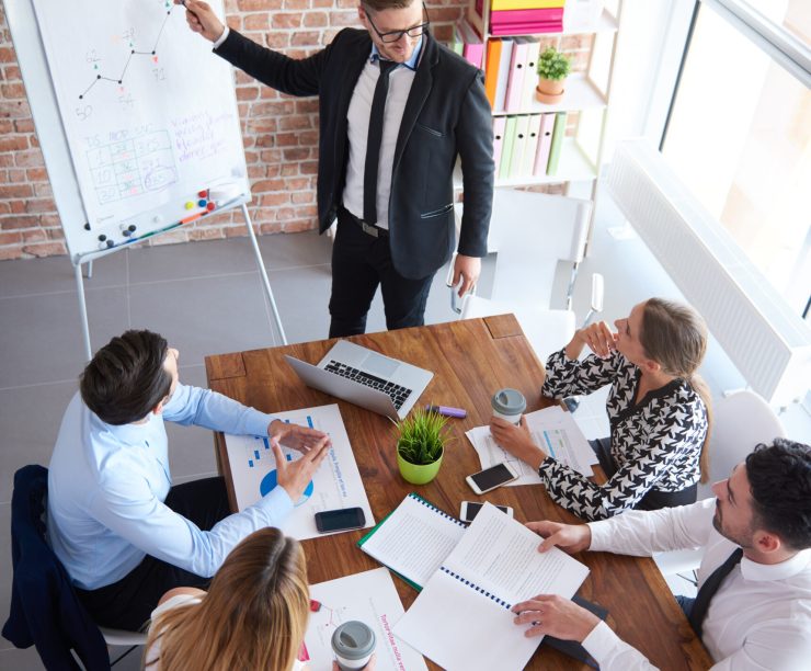High angle view on business meeting